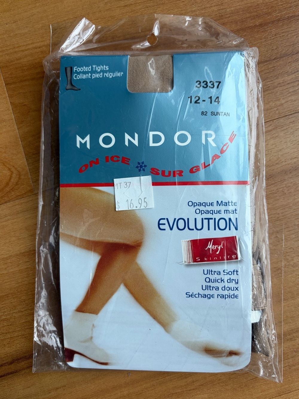 Mondor Evolution Opaque Figure Skating Tights 12-14 Suntan Footed NIP
